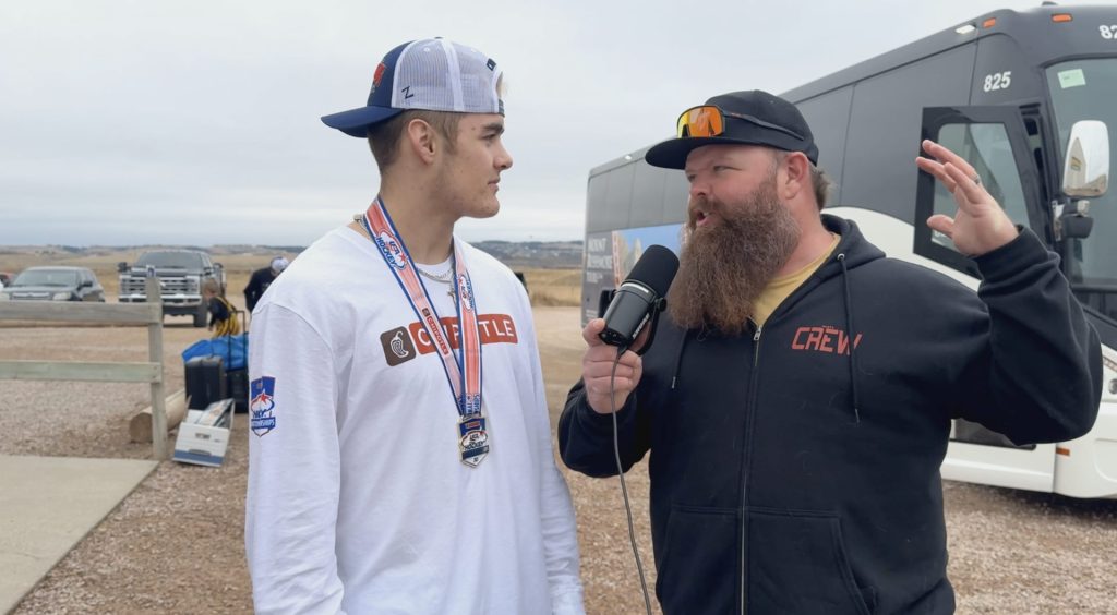 Brandon Jones interviewing the Rushmore Thunder.