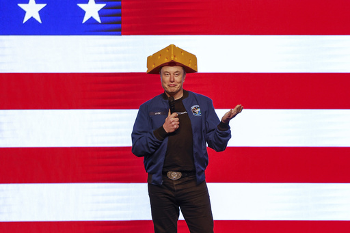 FILE - Elon Musk speaks at a town hall March 30, 2025, in Green Bay, Wis. (AP Photo/Jeffrey Phelps, File)
