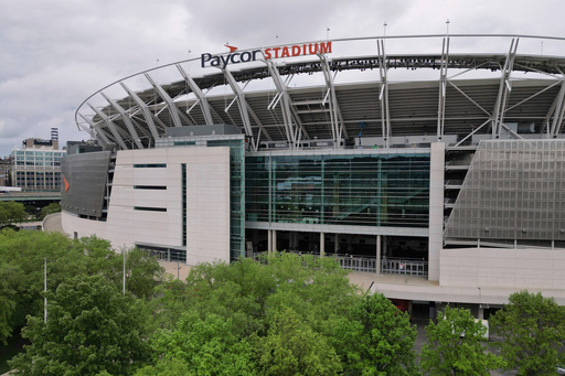 FILE - Paycor Stadium, home of the Cincinnati Bengals, is seen before NFL football practice on May 6, 2025, in Cincinnati. (AP Photo/Carolyn Kaster, file)
