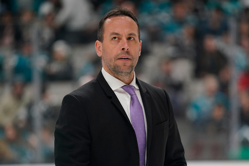 FILE - Los Angeles Kings assistant coach Marco Sturm walks off the ice at the end of the second period against the San Jose Sharks in an NHL hockey game in San Jose, Calif., Saturday, Dec. 22, 2018. (AP Photo/Tony Avelar, File)