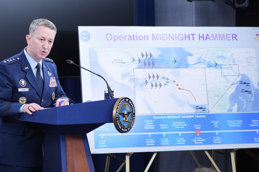 Joint Chiefs Chairman Gen. Dan Caine speaks during a news conference at the Pentagon in Washington, Sunday, June 22, 2025, after the U.S. military struck three sites in Iran, directly joining Israel's effort to destroy the country's nuclear program. (AP Photo/Alex Brandon)