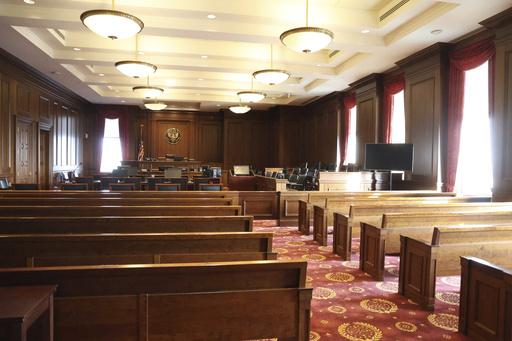 Inside a federal courtroom is shown, similar to the room where the trial of Sean “Diddy” Combs’ is being held in Federal District court in Manhattan on Friday, June 6, 2025 in New York. (Jefferson Siegel /The New York Times via AP, Pool)