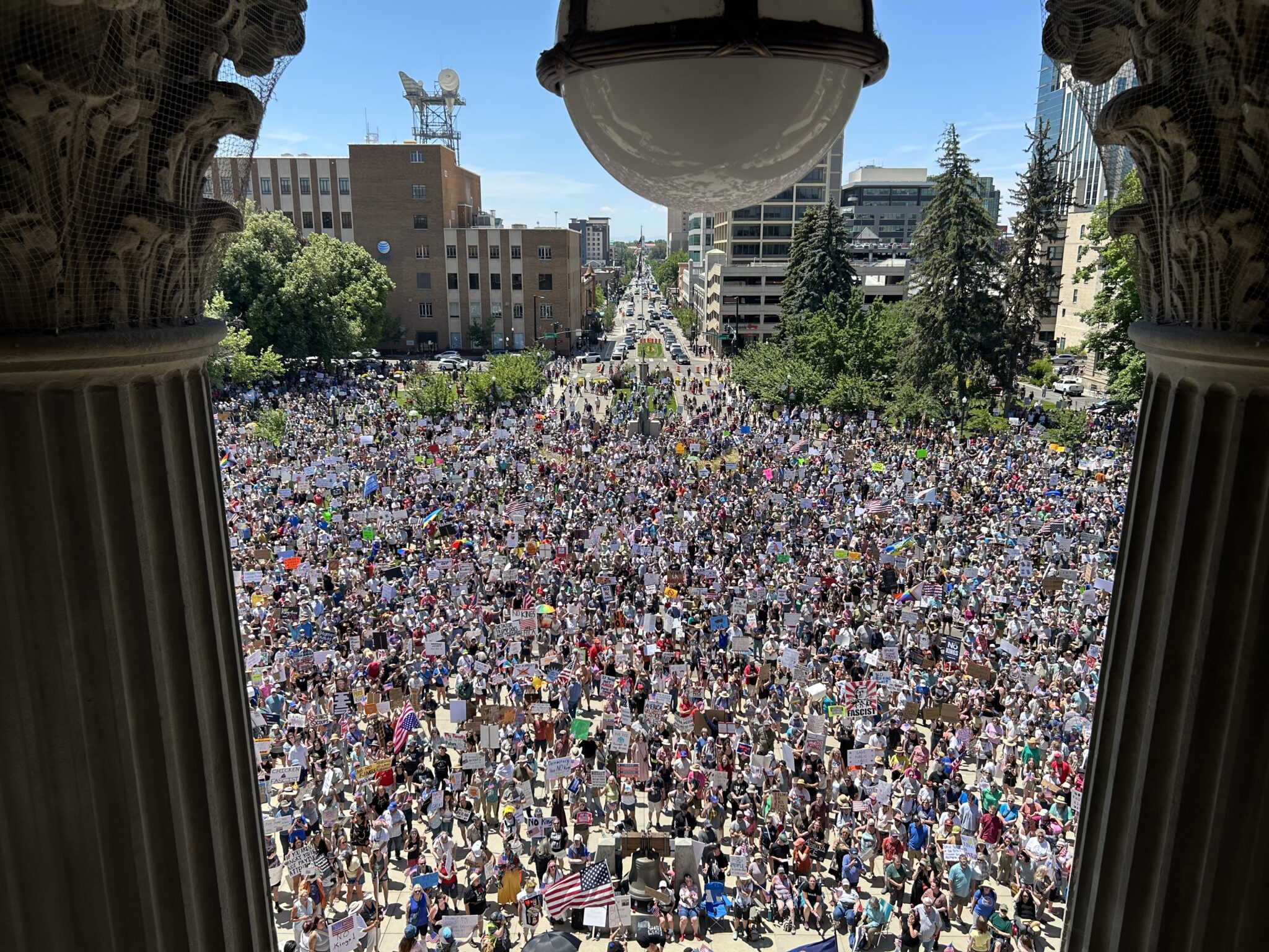 Thousands of Idahoans lined Jefferson Street in front of the Idaho Capitol Building in Boise.