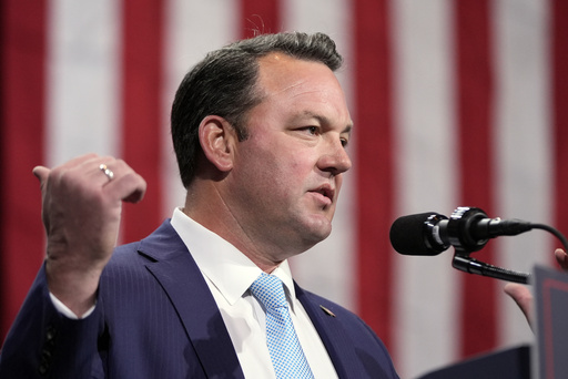 FILE - Georgia Lt. Gov. Burt Jones speaks at the Cobb Energy Performing Arts Centre, Oct. 15, 2024, in Atlanta. (AP Photo/Alex Brandon, File)