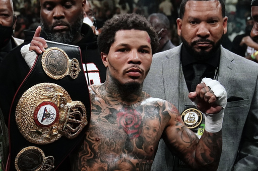 FILE - Gervonta Davis poses after a WBA lightweight championship boxing bout against Rolando Romero, May 29, 2022, in New York. (AP Photo/Frank Franklin II, File)
