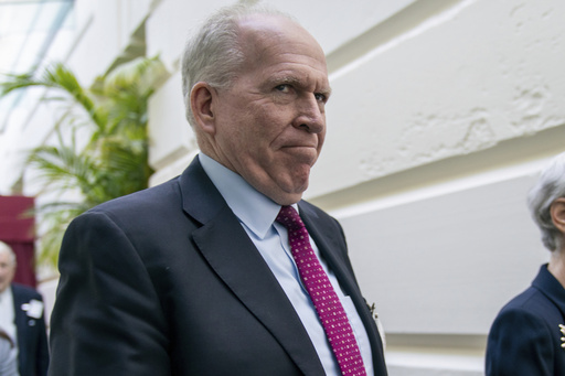 FILE - Former CIA Director John Brennan arrives for a meeting at the Capitol in Washington, May 21, 2019. (AP Photo/J. Scott Applewhite, File)