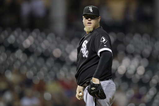 FILE - Chicago White Sox relief pitcher Bobby Jenks looks on during a baseball game against the Cleveland Indians, Aug. 30, 2010, in Cleveland. (AP Photo/Mark Duncan, File)