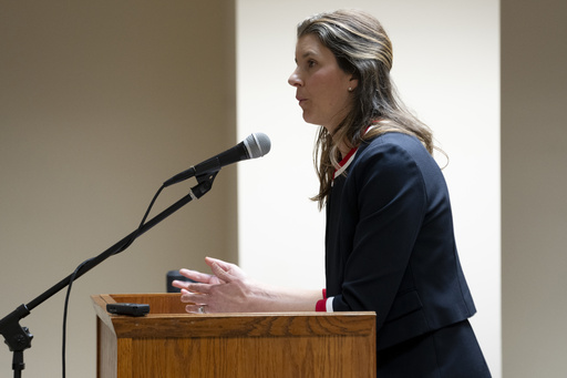 FILE - Whitney Hermandorfer of the Tennessee Attorney General's Office speaks before a panel of judges, April 4, 2024, in Nashville, Tenn. (AP Photo/George Walker IV, File)