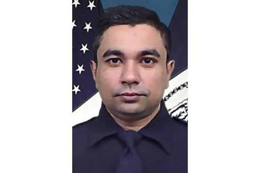 This undated image provided by the New York Police Department shows Officer Didarul Islam, who was shot and killed at a Manhattan office building on Monday, July 28, 2025, in New York. (New York Police Department via AP)