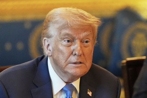 President Donald Trump attends a meeting with Israel's Prime Minister Benjamin Netanyahu in the Blue Room of the White House, Monday, July 7, 2025, in Washington. (AP Photo/Alex Brandon)