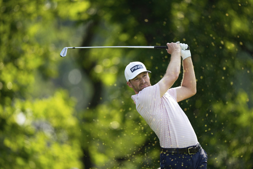 Brian Campbell tees off on the 13th hole during the first round of the U.S. Open golf tournament at Oakmont Country Club Thursday, June 12, 2025, in Oakmont, Pa. (AP Photo/Carolyn Kaster)