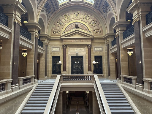 The Wisconsin Supreme Court as shown on Tuesday, July 8, 2025, in Madison, Wis., cleared the way for a state ban on conversion therapy to be enacted with a ruling that broadens the governor's powers over administrative rules. (AP Photo/Scott Bauer)