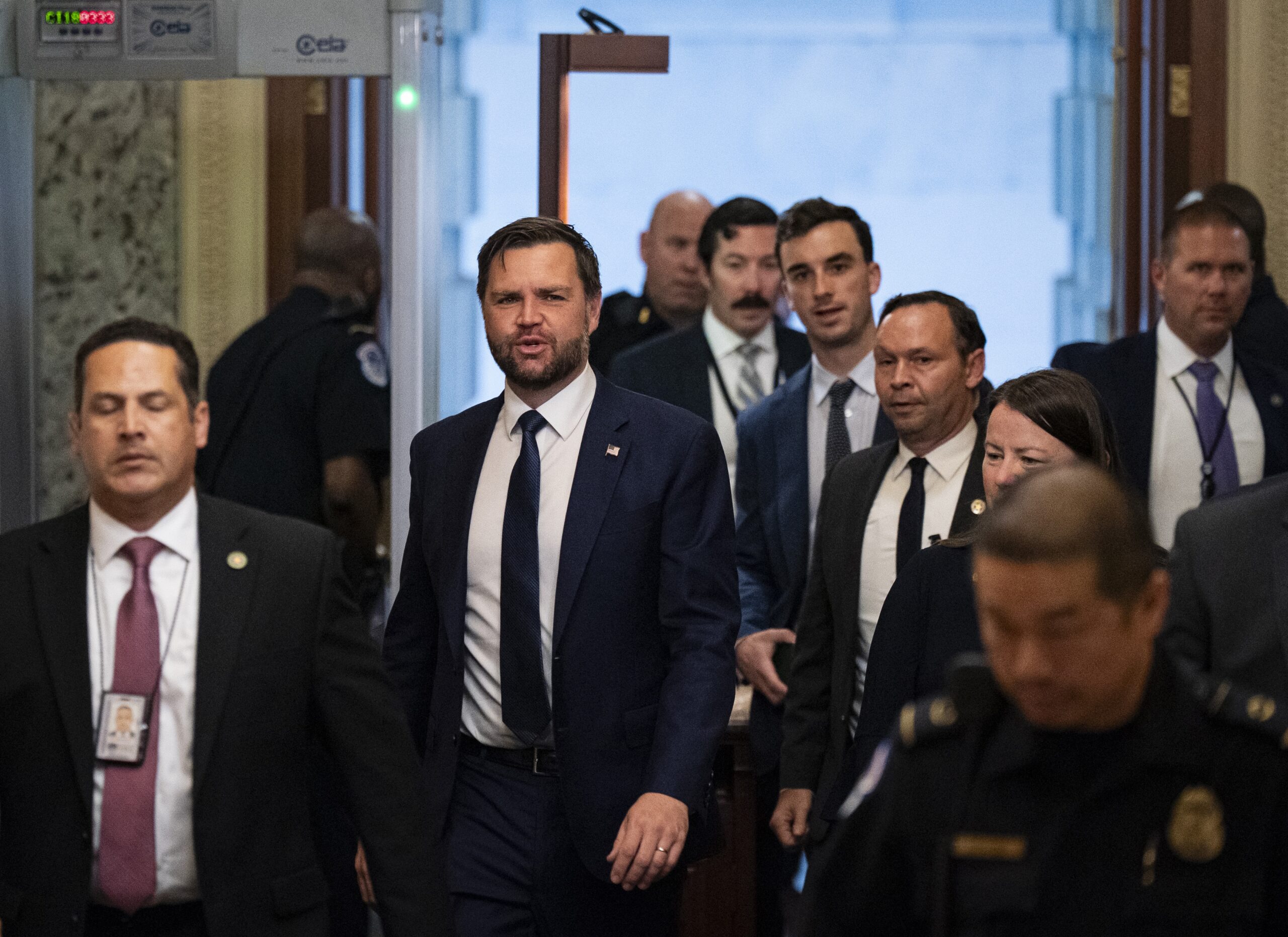 U.S. Vice President JD Vance arrives during a vote-a-rama at the U.S. Capitol, on July 1, 2025 in Washington, D.C. (Photo by Al Drago/Getty Images)