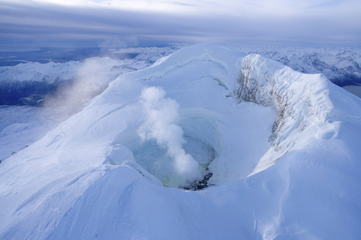 FILE - This image provided by Alaska Volcano Observatory shows the summit of Mount Spurr, on Oct. 24, 2024, in Alaska. (Wyatt Mayo/Alaska Volcano Observatory, U.S. Geological Survey via AP, File)