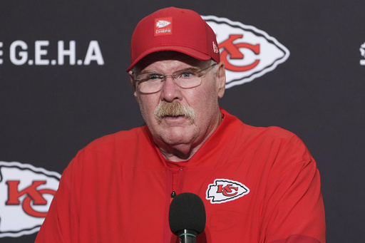 Kansas City head coach Andy Reid speaks during a press conference after an NFL preseason football game against the Seattle Seahawks, Friday, Aug. 15, 2025, in Seattle. (AP Photo/Lindsey Wasson)
