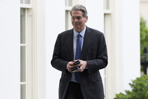 FILE - Treasury Secretary Scott Bessent arrives at the White House, Wednesday, July 16, 2025, in Washington. (AP Photo/Alex Brandon,File)