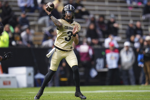 FILE - Colorado quarterback Kaidon Salter throws during an NCAA college football spring game, April 19, 2025, in Boulder, Colo. (AP PhotoJack Dempsey, file)