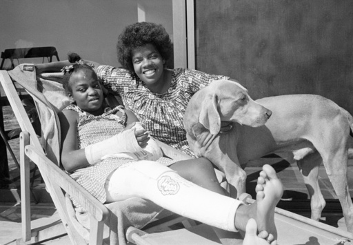Danielle Spencer, left, and Cheryl Pelt rest at home in Malibu, Calif. after Spencer's release from Santa Monica Hospital on Friday, Sept. 16, 1977. (AP Photo/Nick Ut)
