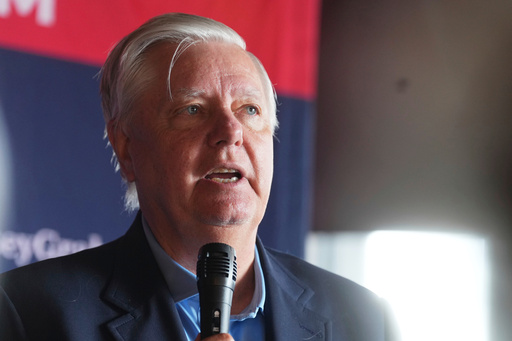 Sen. Lindsey Graham, R-S.C., speaks at a campaign event on Tuesday, Aug. 19, 2025, at Holt Bros. BBQ in Florence, S.C. (AP Photo/Meg Kinnard)