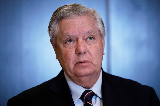 FILE - Sen. Lindsey Graham, R-S.C., listens to journalists at the end of his visit to Israel, in Jerusalem, Wednesday, 2024. (AP Photo/Maya Alleruzzo, File)