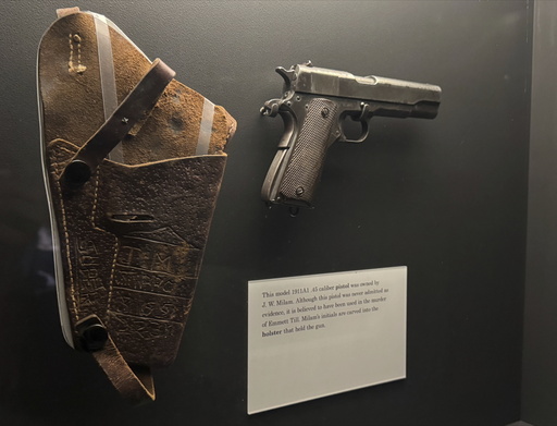 The gun used in the murder of Emmett Till is on display at the Mississippi Civil Rights Museum on Thursday, Aug. 28, 2025 in Jackson, Miss.. (AP Photo/Sophie Bates)