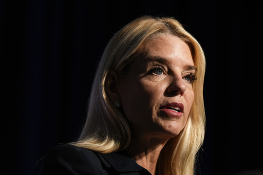 Attorney General Pam Bondi speaks at a news conference at the Drug Enforcement Administration, Tuesday, July 15, 2025, in Arlington, Va. (AP Photo/Julia Demaree Nikhinson)