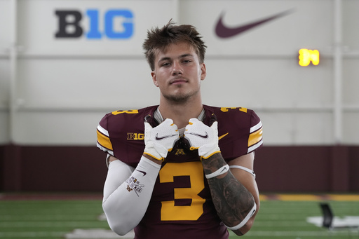 Minnesota defensive back Koi Perich poses for a photo Wednesday, July 16, 2025, in Minneapolis. (AP Photo/Abbie Parr)