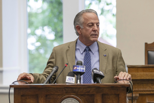FILE - Nevada Gov. Joe Lombardo speaks at the old Assembly Chambers in Carson City, Nev., May 30, 2023. (AP Photo/Tom R. Smedes, File)