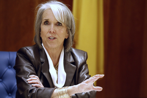 FILE - Democratic New Mexico Gov. Michelle Lujan Grisham speaks at a news conference, March 22, 2025, in Santa Fe, N.M. (AP Photo/Morgan Lee, file)