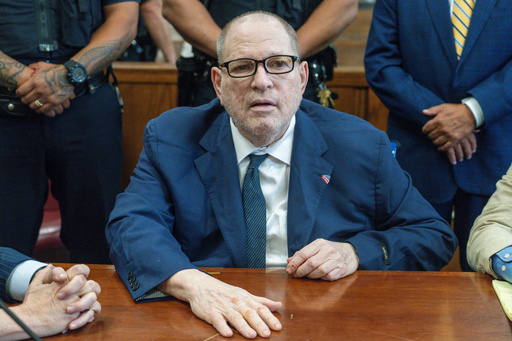 Harvey Weinstein appears in state court in Manhattan after a mistrial on a rape charge, Wednesday, Aug. 13, 2025 in New York. (Steven Hirsch /New York Post via AP, Pool)