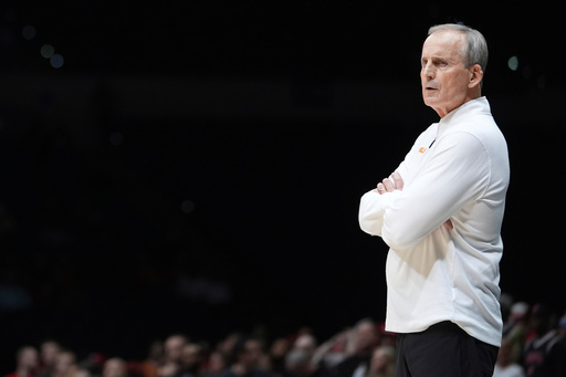 FILE - Tennessee head coach Rick Barnes looks on from the sidelines during the first half in the Elite Eight round of the NCAA college basketball tournament against Houston, March 30, 2025, in Indianapolis. (AP Photo/Michael Conroy, File)
