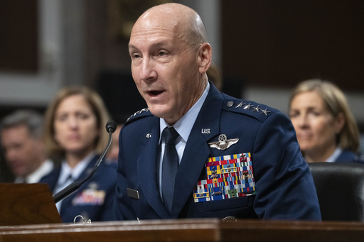 FILE - Gen. David Allvin testifies during a Senate Armed Services Committee nominations hearing on his reappointment to the grade of General and to be U.S. Air Force Chief of Staff, Sept. 12, 2023, on Capitol Hill in Washington. (AP Photo/Jacquelyn Martin, File)
