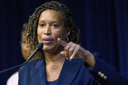 Washington Mayor Muriel Bowser speaks during a news conference on President Donald Trump's plan to place Washington police under federal control and deploy National guard troops to Washington, Monday, Aug. 11, 2025, in Washington. (AP Photo/Julia Demaree Nikhinson)