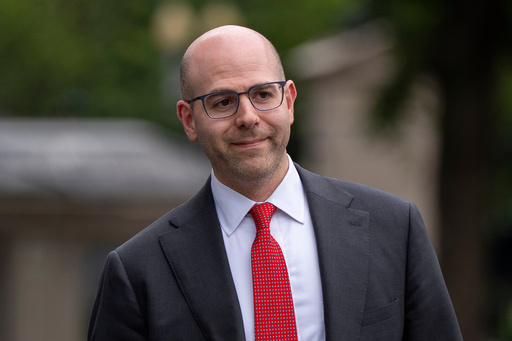 FILE - Stephen Miran, chairman of the Council of Economic Advisors, walks at the White House, June 17, 2025, in Washington. (AP Photo/Alex Brandon, File)