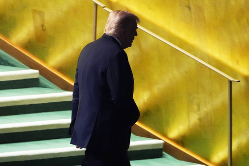 President Donald Trump walks off after speaking to the United Nations General Assembly, Tuesday, Sept. 23, 2025, in New York. (AP Photo/Evan Vucci)