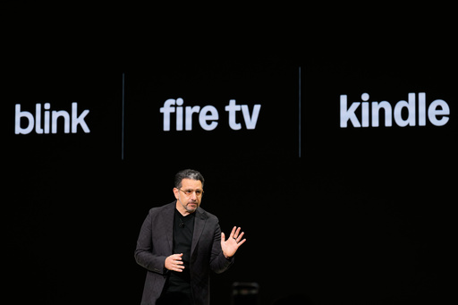 Panos Panay, senior vice president of devices and services at Amazon, speaks during an Amazon event in New York, Tuesday, Sept. 30, 2025. (AP Photo/Seth Wenig)