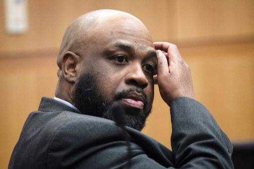 FILE - Cleophus Cooksey Jr., accused of killing eight people over a three-week span in late 2017, listens during his trial in Maricopa County Superior Court, May 5, 2025, in Phoenix, Ariz. (Mark Henle/The Arizona Republic via AP, Pool, File )