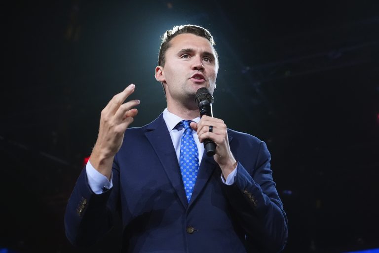 Turning Point USA Founder Charlie Kirk speaks at a Turning Point event prior to Republican vice presidential nominee Sen. JD Vance, R-Ohio, speaking, Sept. 4, 2024, in Mesa, Ariz. (AP Photo/Ross D. Franklin, File)