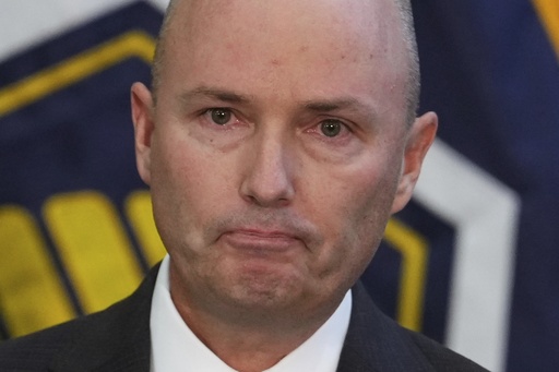 Utah Gov. Spencer Cox speaks at a news conference, Friday, Sept. 12, 2025, in Orem, Utah. (AP Photo/Lindsay Wasson)