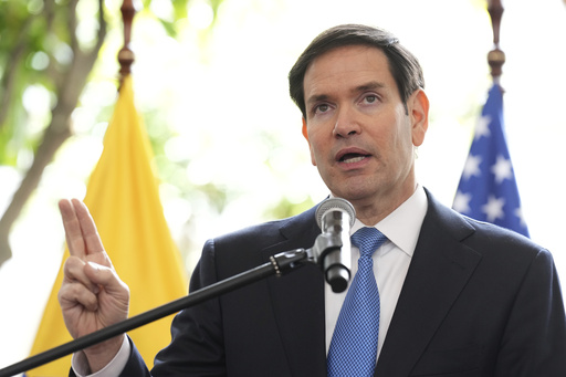 Secretary of State Marco Rubio speaks during a joint news conference with Ecuador's Foreign Minister Gabriela Sommerfeld at the Palacio de Carondelet, in Quito, Ecuador, Thursday, Sept. 4, 2025. (AP Photo/Jacquelyn Martin, Pool)
