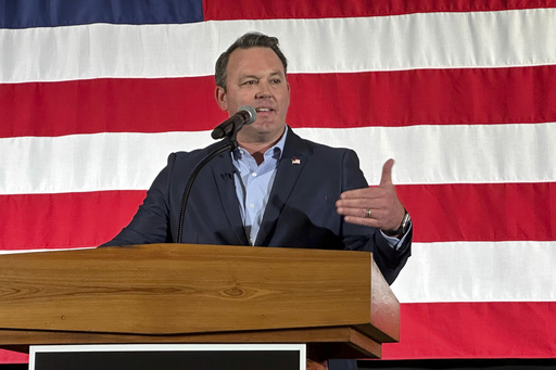 Georgia Republican Lt. Gov. Burt Jones speaks at a rally kicking off his 2026 campaign for governor on Tuesday, Aug. 26, 2025, in Flovilla, Ga. (AP Photo/Jeff Amy)