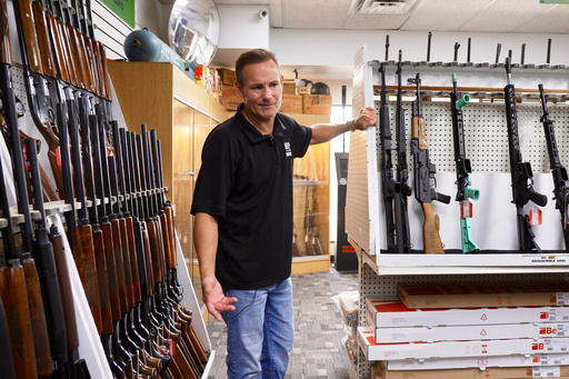 Frontiersman Sports owner Kory Krause recounts Robin Westman's visit to his store during an interview, Thursday, Sept. 4, 2025, in St. Louis Park, Minn. (AP Photo/Mark Vancleave)