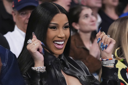 FILE - Cardi B attends Game 4 in the Eastern Conference semifinals of the NBA basketball playoffs between the New York Knicks and the Boston Celtics May 12, 2025, in New York. (AP Photo/Frank Franklin II, File)
