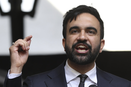 New York City Democratic mayoral candidate Zohran Mamdani speaks on stage for the March on Wall Street, Thursday, Aug. 28, 2025, in New York. (AP Photo/Heather Khalifa)