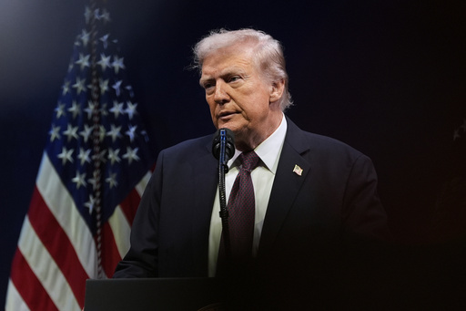 President Donald Trump speaks at a hearing of the Religious Liberty Commission at the Museum of the Bible, Monday, Sept. 8, 2025, in Washington. (AP Photo/Alex Brandon)