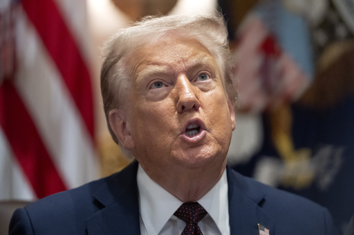 President Donald Trump speaks during a cabinet meeting at the White House, Tuesday, Aug. 26, 2025, in Washington. (AP Photo/Mark Schiefelbein)