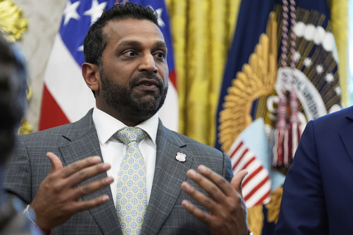 FBI Director Kash Patel speaks before President Donald Trump signs a memorandum in the Oval Office of the White House, Monday, Sept. 15, 2025, in Washington. (AP Photo/Alex Brandon)