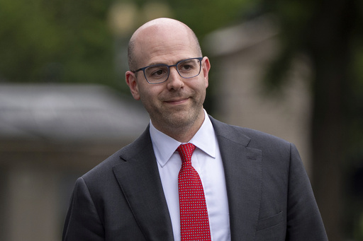 FILE - Stephen Miran, chairman of the Council of Economic Advisors, walks at the White House, June 17, 2025, in Washington. (AP Photo/Alex Brandon, File)