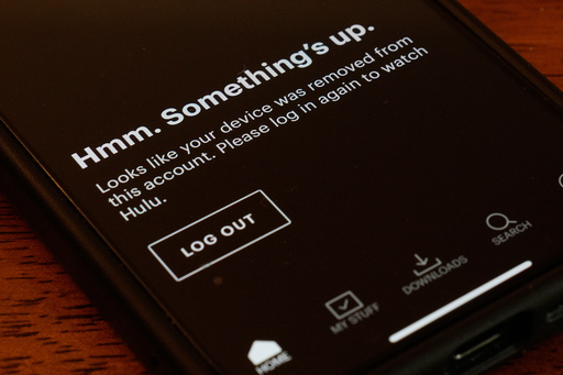 A Hulu mobile app shows it is not available during the Amazon Web Services outage, Monday, Oct. 20, 2025, in Chicago. (AP Photo/Kiichiro Sato)