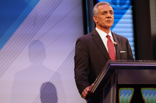 Republican Jack Ciattarelli speaks during the final debate in the New Jersey governor's race with Democrat Mikie Sherrill, Wednesday, Oct. 8, 2025, in New Brunswick, N.J. (AP Photo/Heather Khalifa)